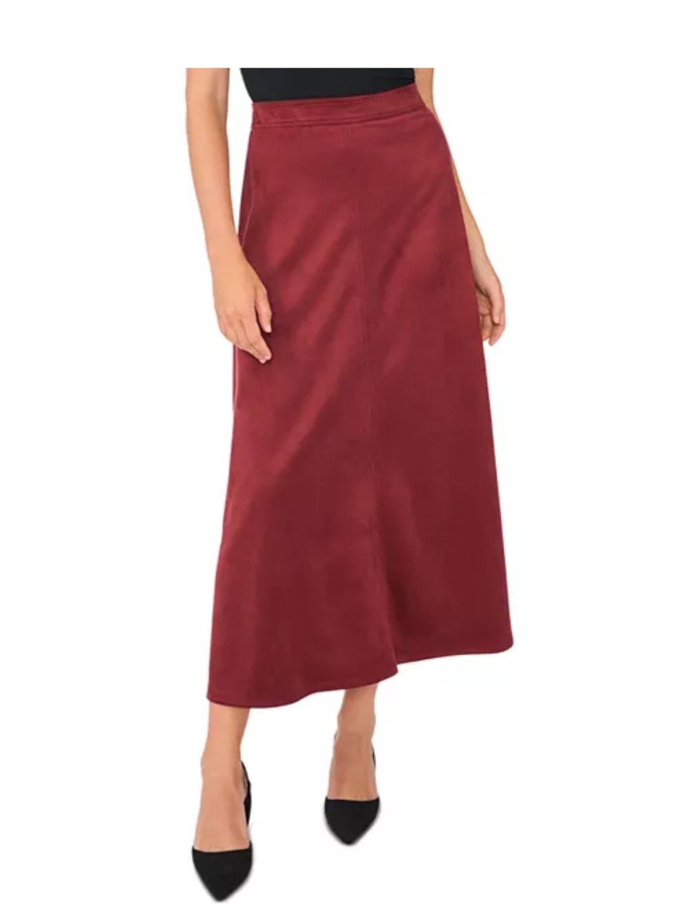 Vince Camuto Burgundy Faux Suede A Line Skirt